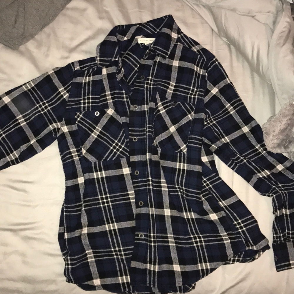 blue and white flannel